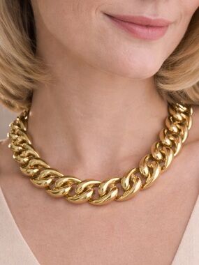 Vintage Gold Chunky Link Necklace - Women Jewelry